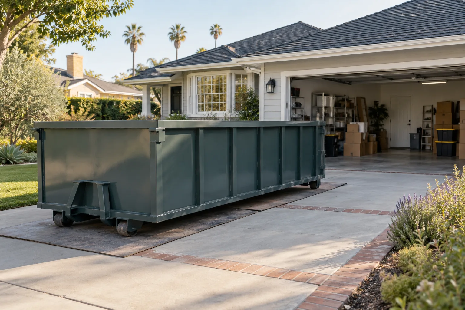 Roll-off dumpster at a Los Angeles project